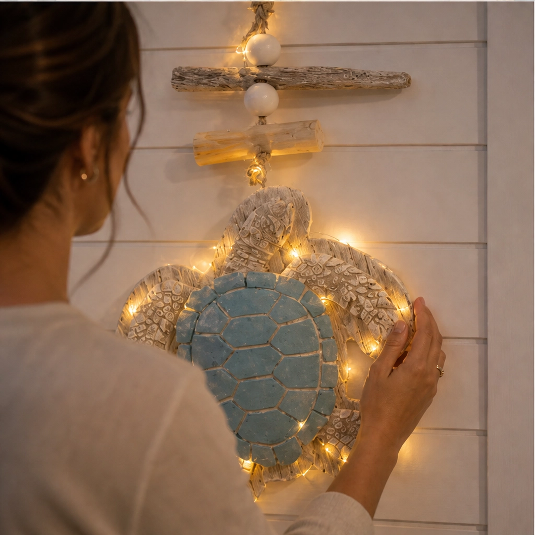 Tidewick – Lighted Sea Turtle Coastal Wall Decor with Remote &amp; Timer + 50% OFF