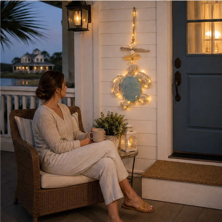Tidewick – Lighted Sea Turtle Coastal Wall Decor with Remote &amp; Timer + 50% OFF