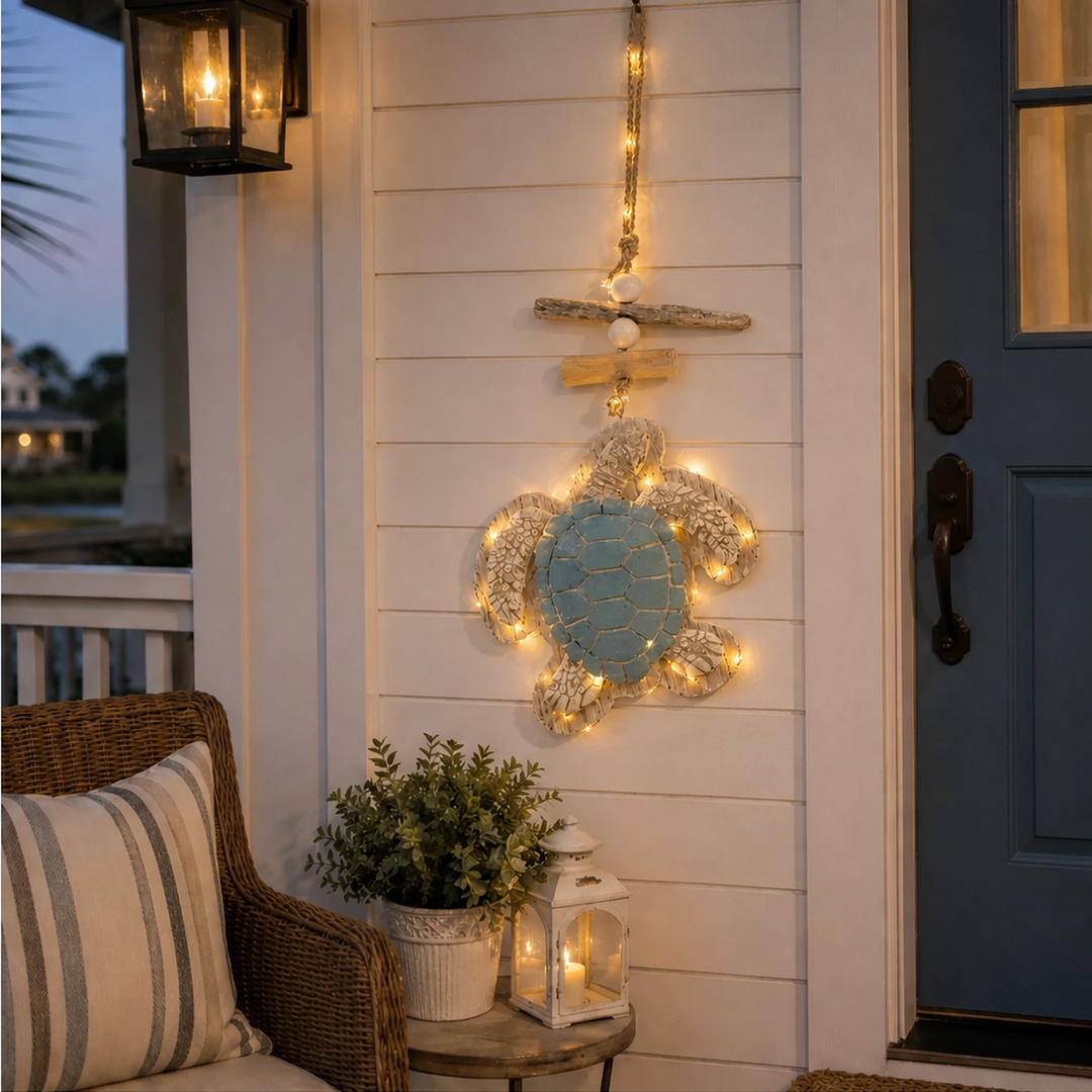 Tidewick – Lighted Sea Turtle Coastal Wall Decor with Remote &amp; Timer + 50% OFF