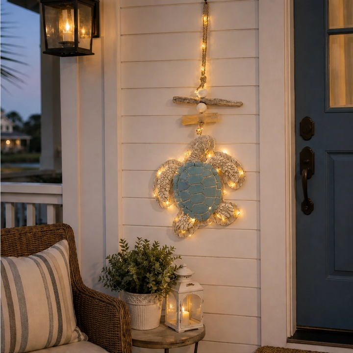 Tidewick – Lighted Sea Turtle Coastal Wall Decor with Remote &amp; Timer + 50% OFF