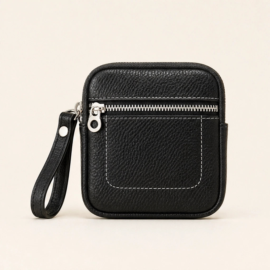 Pebblewick – Genuine Leather Mini Wallet with Double Zip &amp; Keyring + 50% OFF