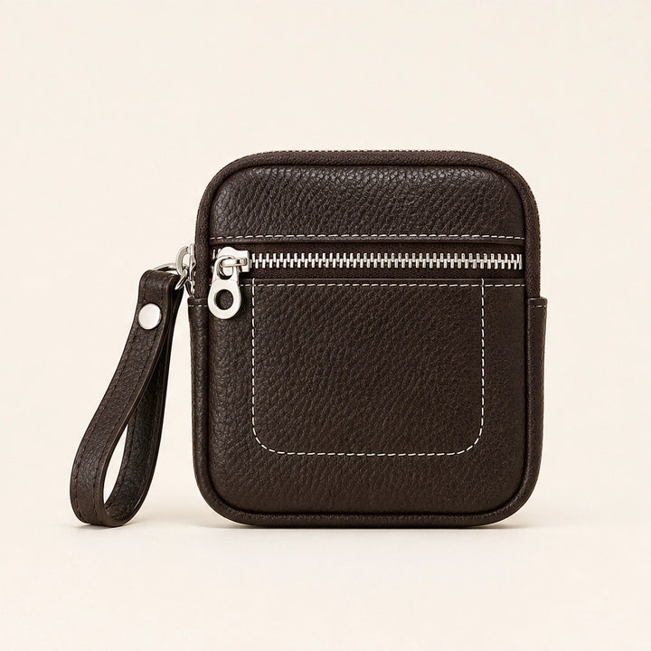 Pebblewick – Genuine Leather Mini Wallet with Double Zip &amp; Keyring + 50% OFF