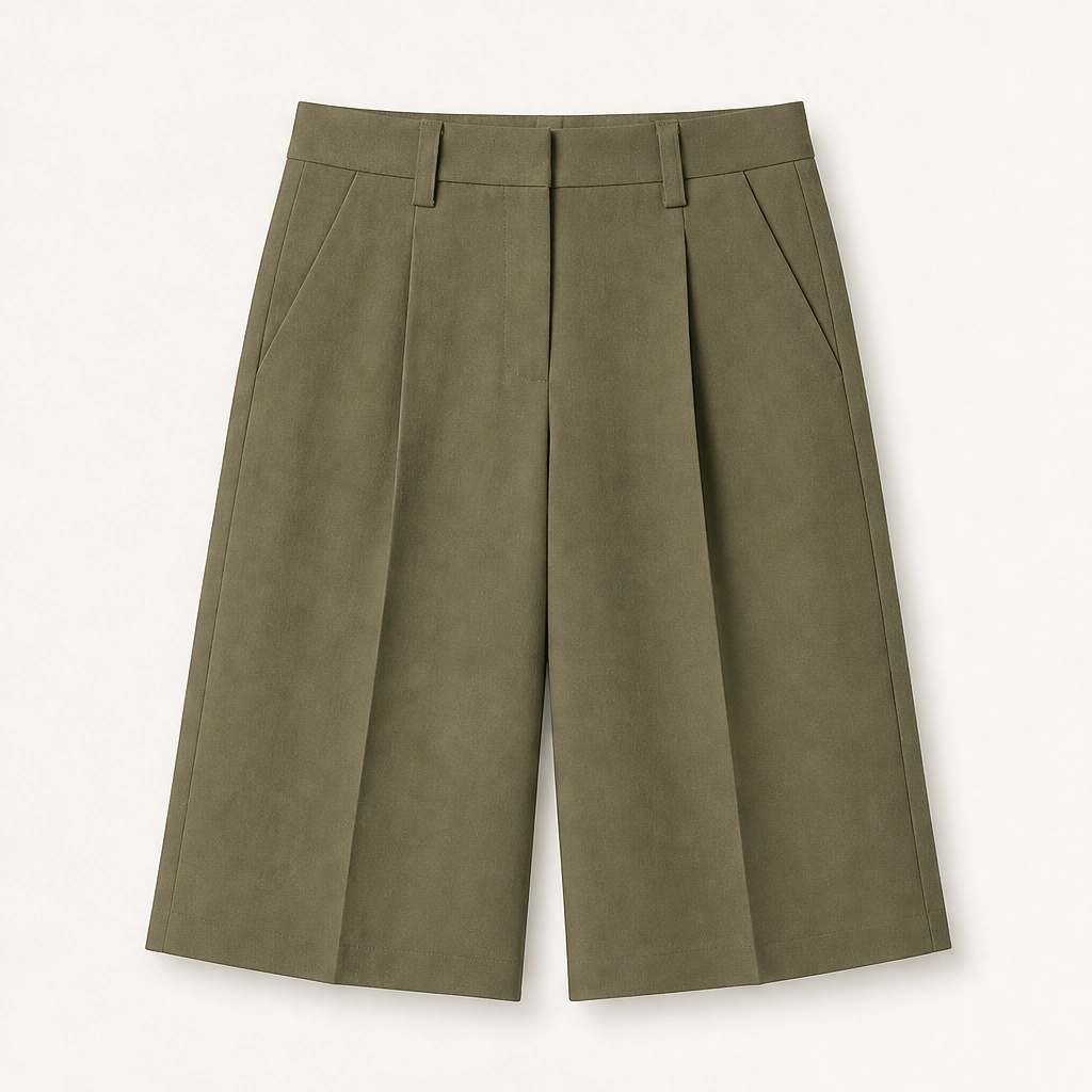 Soline – High-Waist Pleated Tailored Bermuda Shorts + 50% OFF