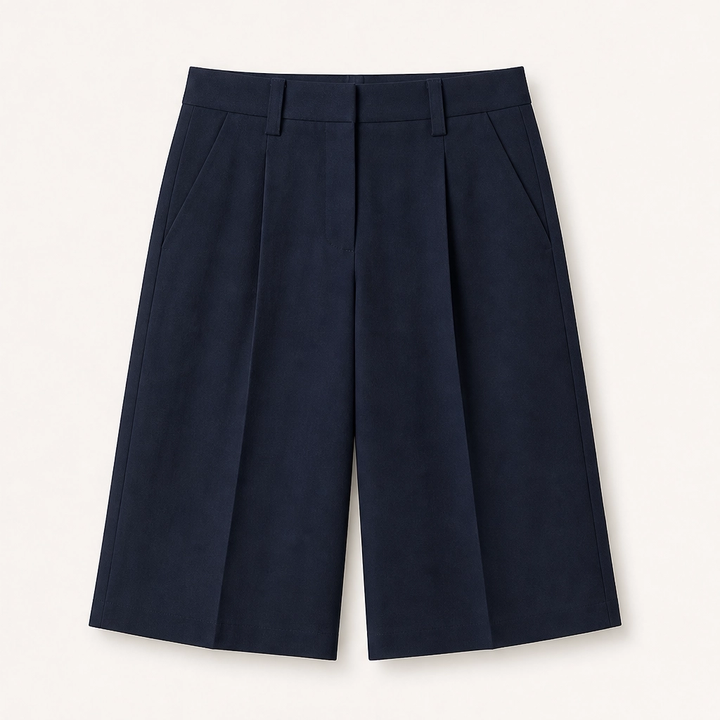 Soline – High-Waist Pleated Tailored Bermuda Shorts + 50% OFF
