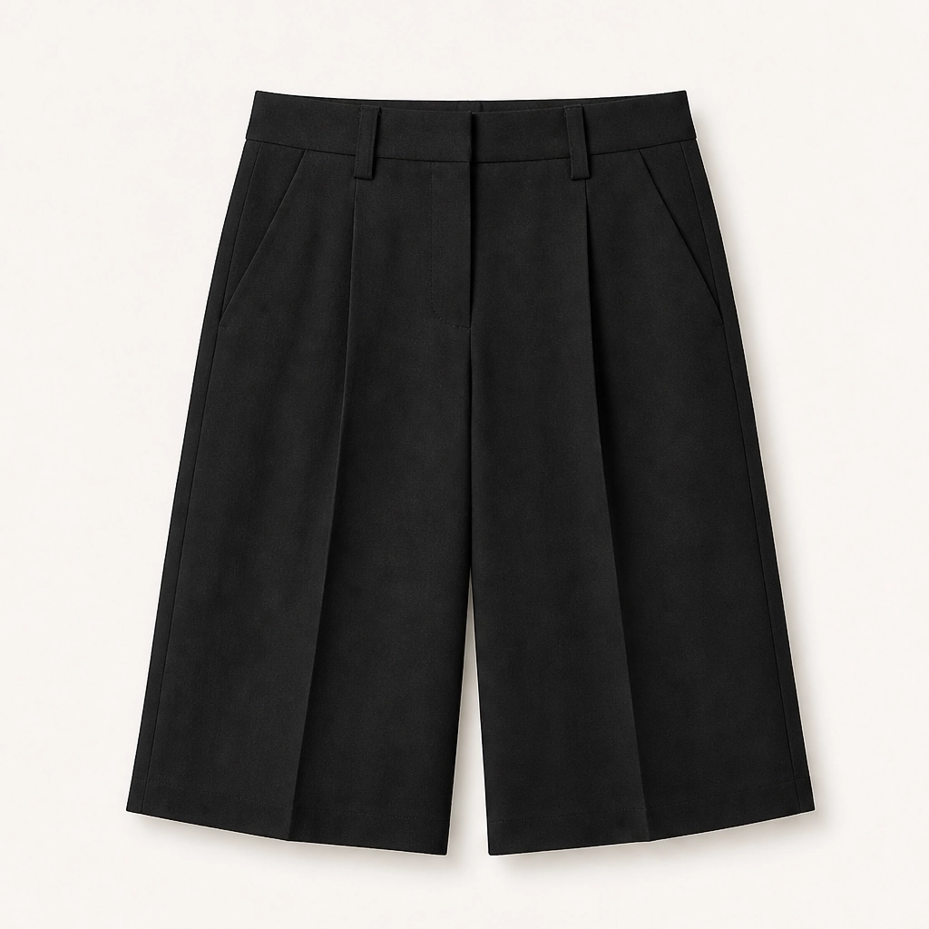 Soline – High-Waist Pleated Tailored Bermuda Shorts + 50% OFF