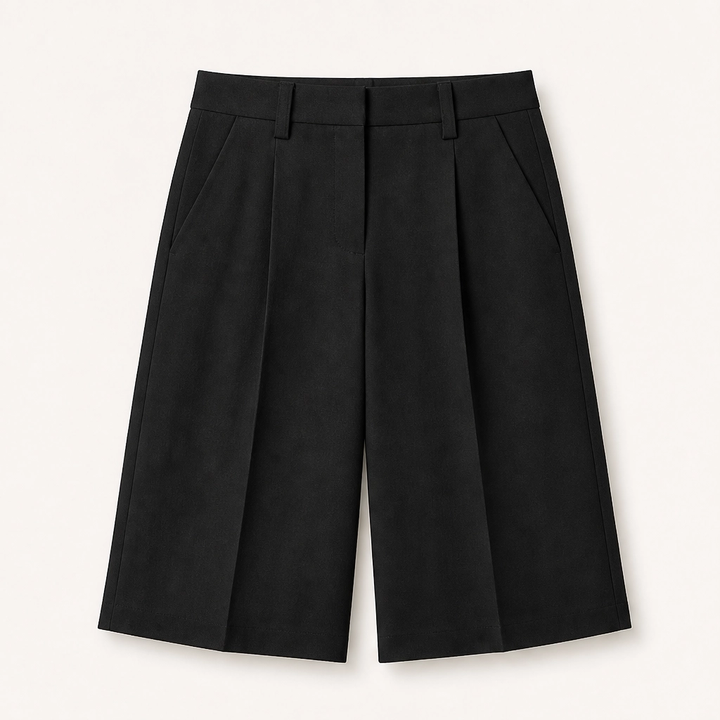 Soline – High-Waist Pleated Tailored Bermuda Shorts + 50% OFF