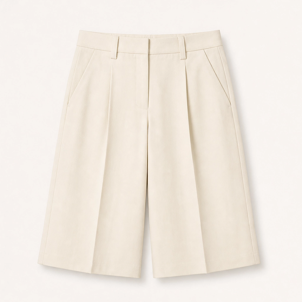 Soline – High-Waist Pleated Tailored Bermuda Shorts + 50% OFF