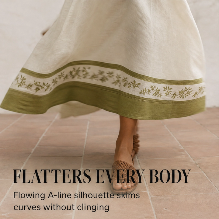 Olivelle – Floral Trim Sleeveless A-Line Linen-Blend Mini Dress + 50% OFF