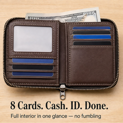 Vaulden – RFID-Blocking Zip-Around Slim Leather Wallet with ID Window + 50% OFF