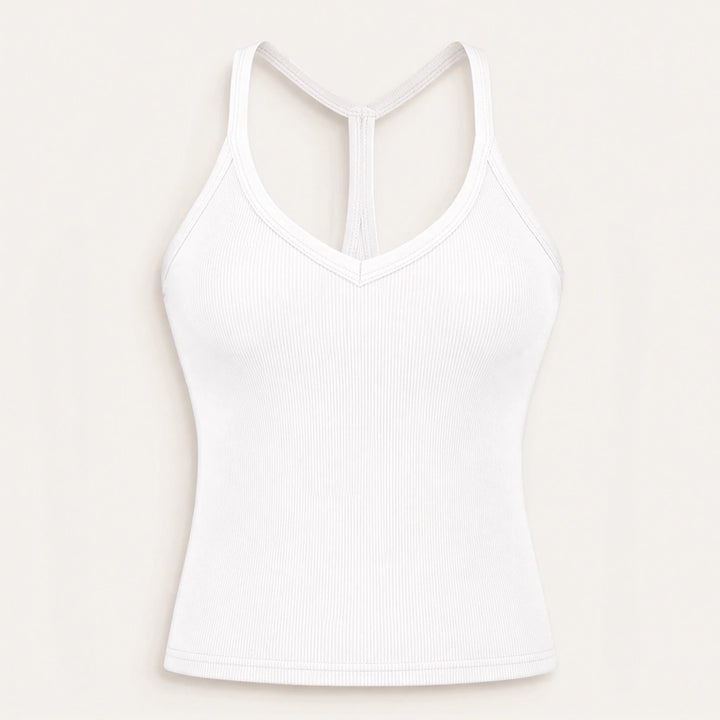 Ribelle – Ribbed V-Neck Tank Top with Built-In Shelf Bra + 1+1 FREE