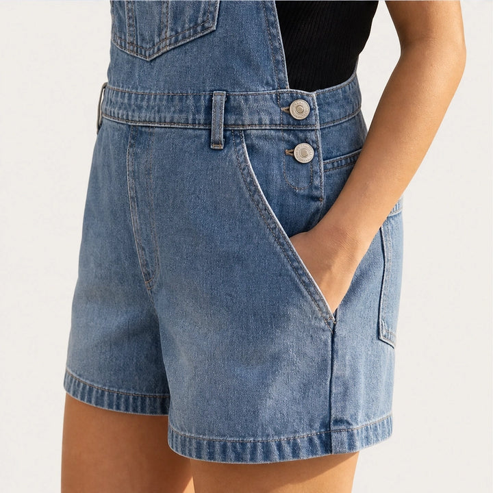 Indigobloom – Soft Stretch Denim Short Overalls with Adjustable Straps + 50% OFF