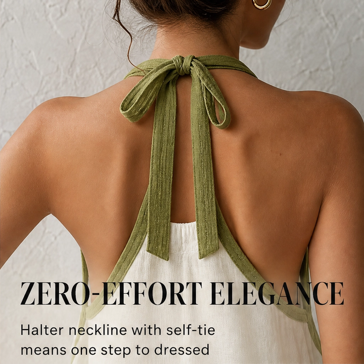 Olivelle – Floral Trim Sleeveless A-Line Linen-Blend Mini Dress + 50% OFF