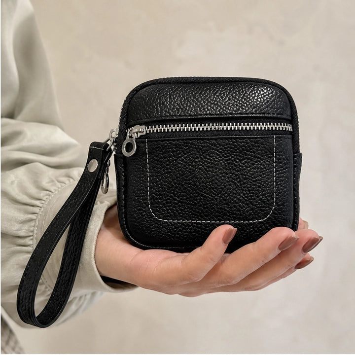 Pebblewick – Genuine Leather Mini Wallet with Double Zip &amp; Keyring + 50% OFF