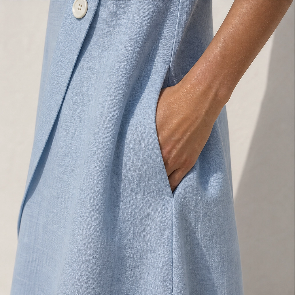 Solene – Asymmetrical Button Breathable Summer Midi Dress + 50% OFF