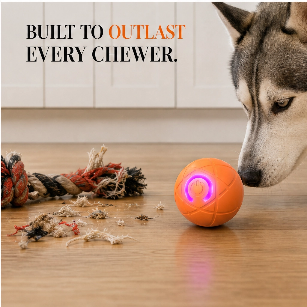 Frisk – Self-Moving Chase Ball for Small Dogs &amp; Puppies, USB-C Rechargeable LED Pet Toy + 50% OFF
