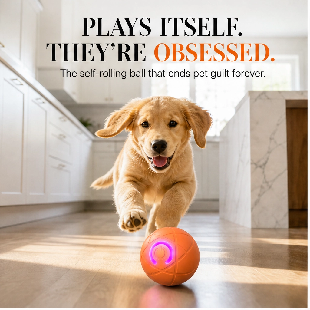 Frisk – Self-Moving Chase Ball for Small Dogs &amp; Puppies, USB-C Rechargeable LED Pet Toy + 50% OFF