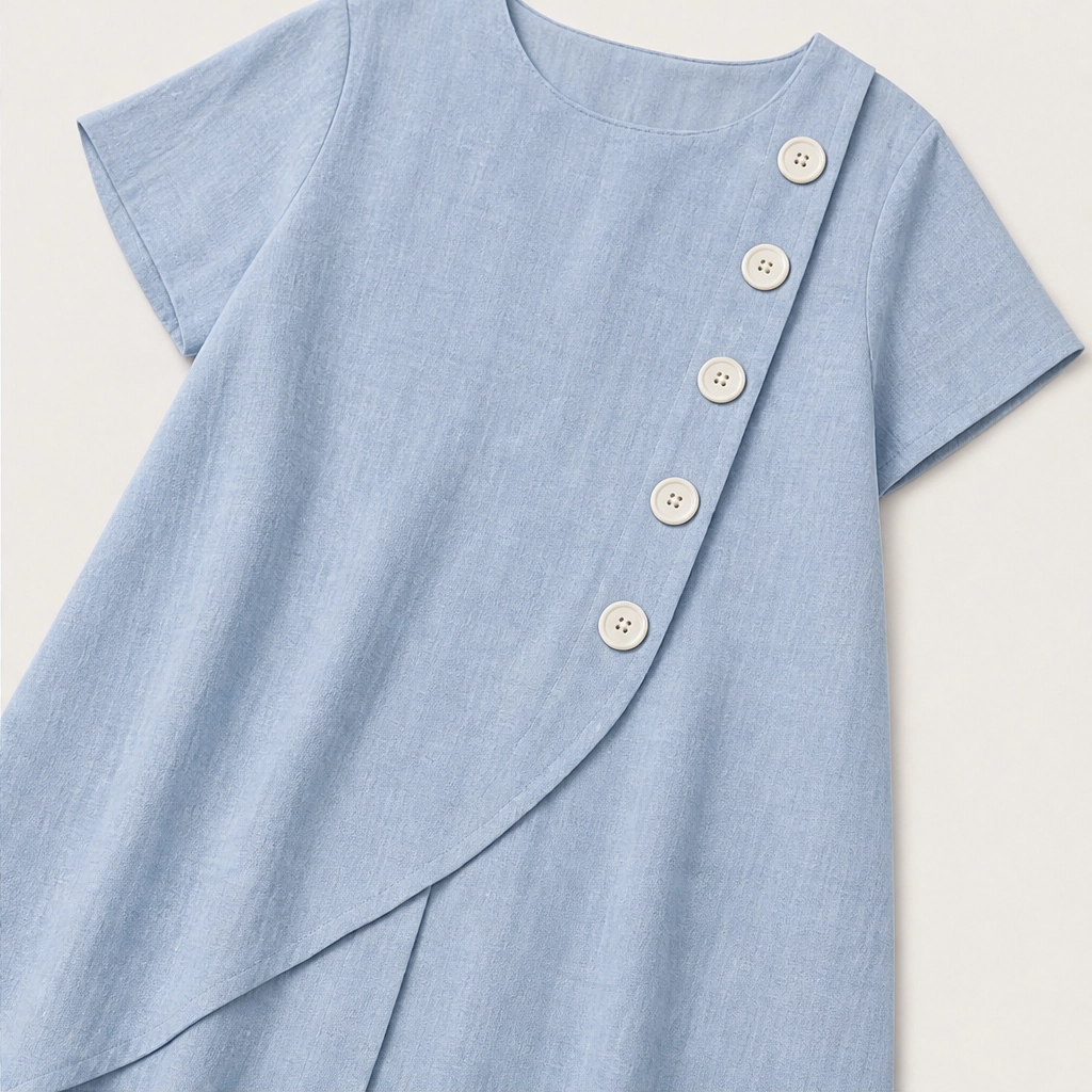 Solene – Asymmetrical Button Breathable Summer Midi Dress + 50% OFF