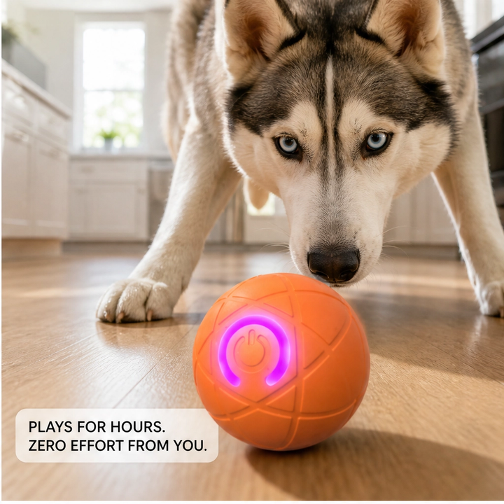 Frisk – Self-Moving Chase Ball for Small Dogs &amp; Puppies, USB-C Rechargeable LED Pet Toy + 50% OFF