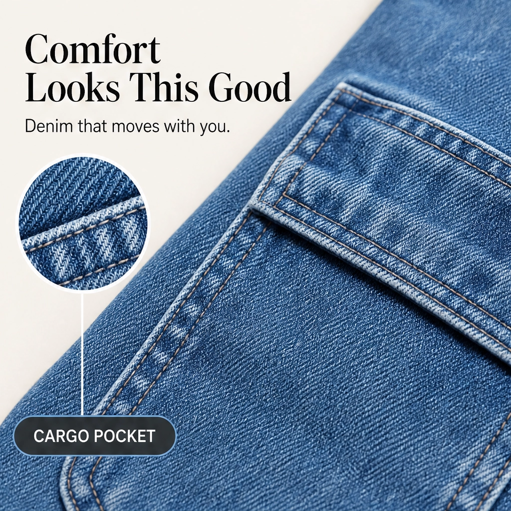 Marlowe – Barrel-Fit Cropped Denim Pants with Utility Pockets, Mid-Waist + 50% OFF