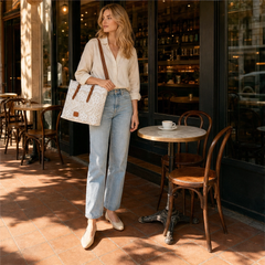 Lacewell™ – Vintage Lace Tote Bag with Leather Straps & Magnetic Snap + 50% OFF