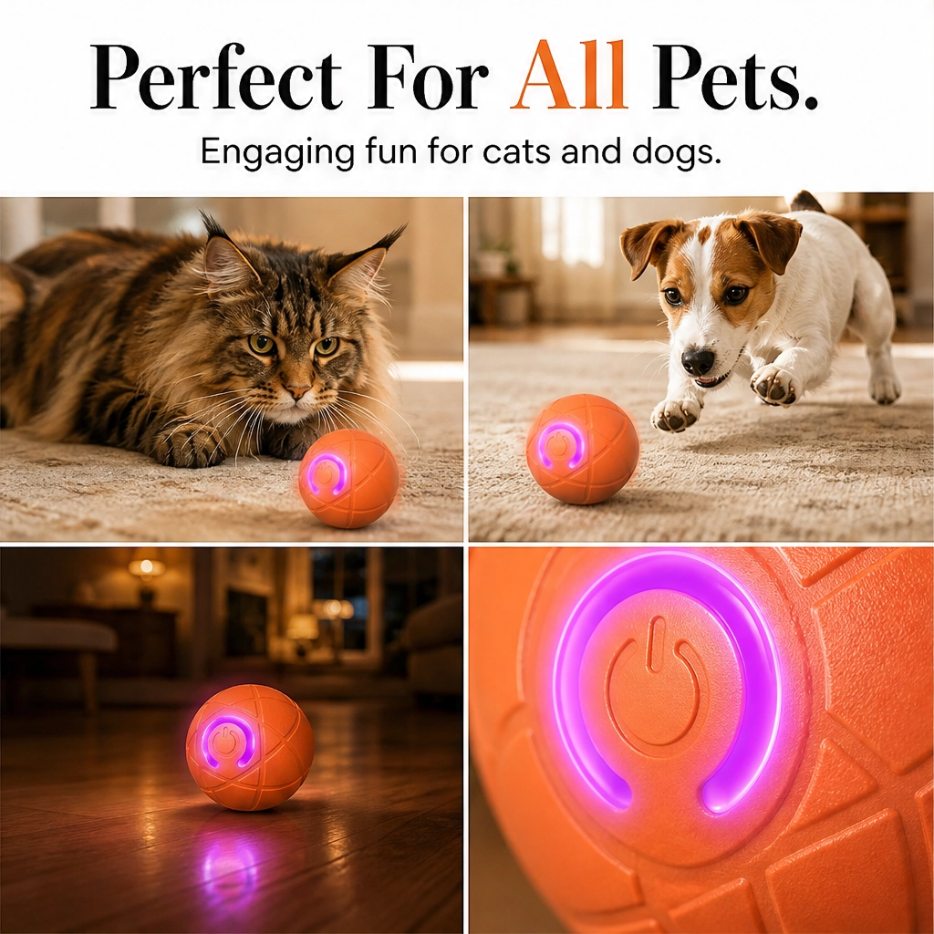 Frisk – Self-Moving Chase Ball for Small Dogs &amp; Puppies, USB-C Rechargeable LED Pet Toy + 50% OFF