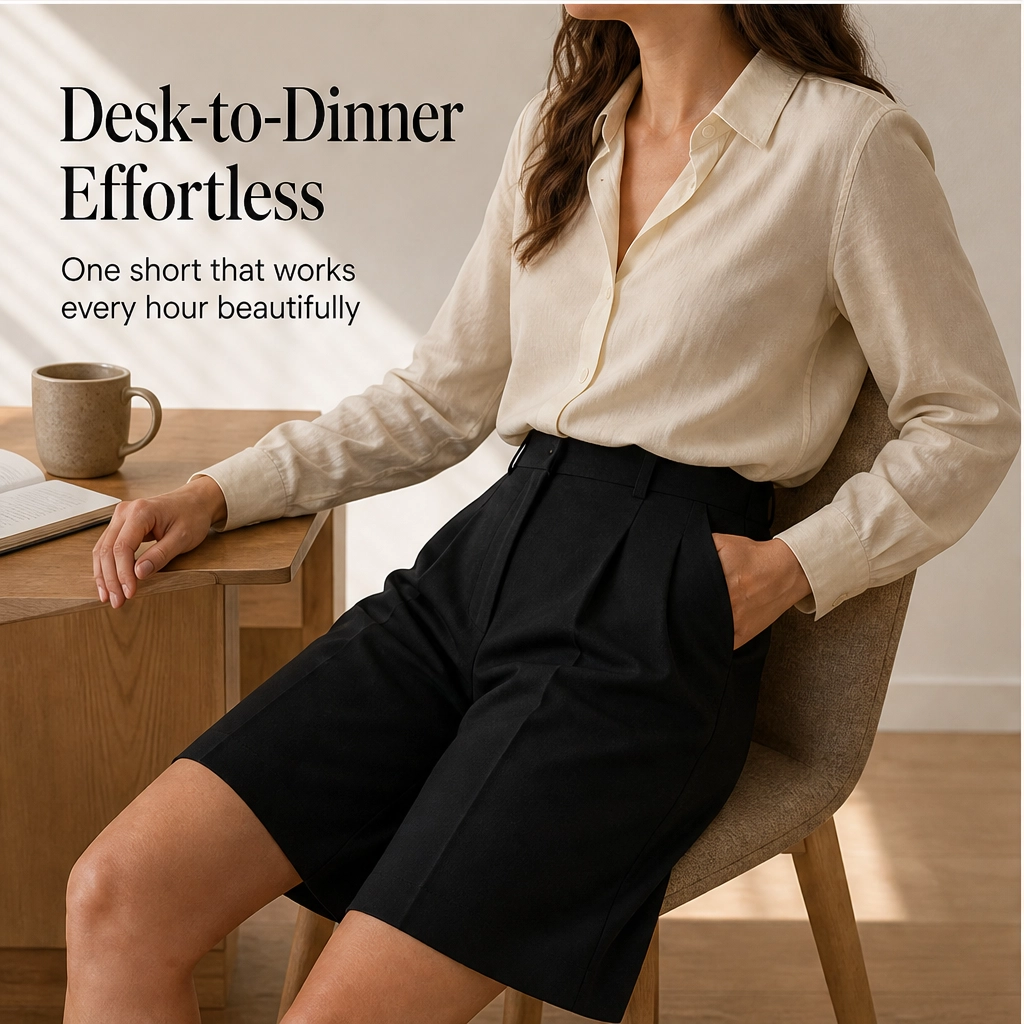 Soline – High-Waist Pleated Tailored Bermuda Shorts + 50% OFF