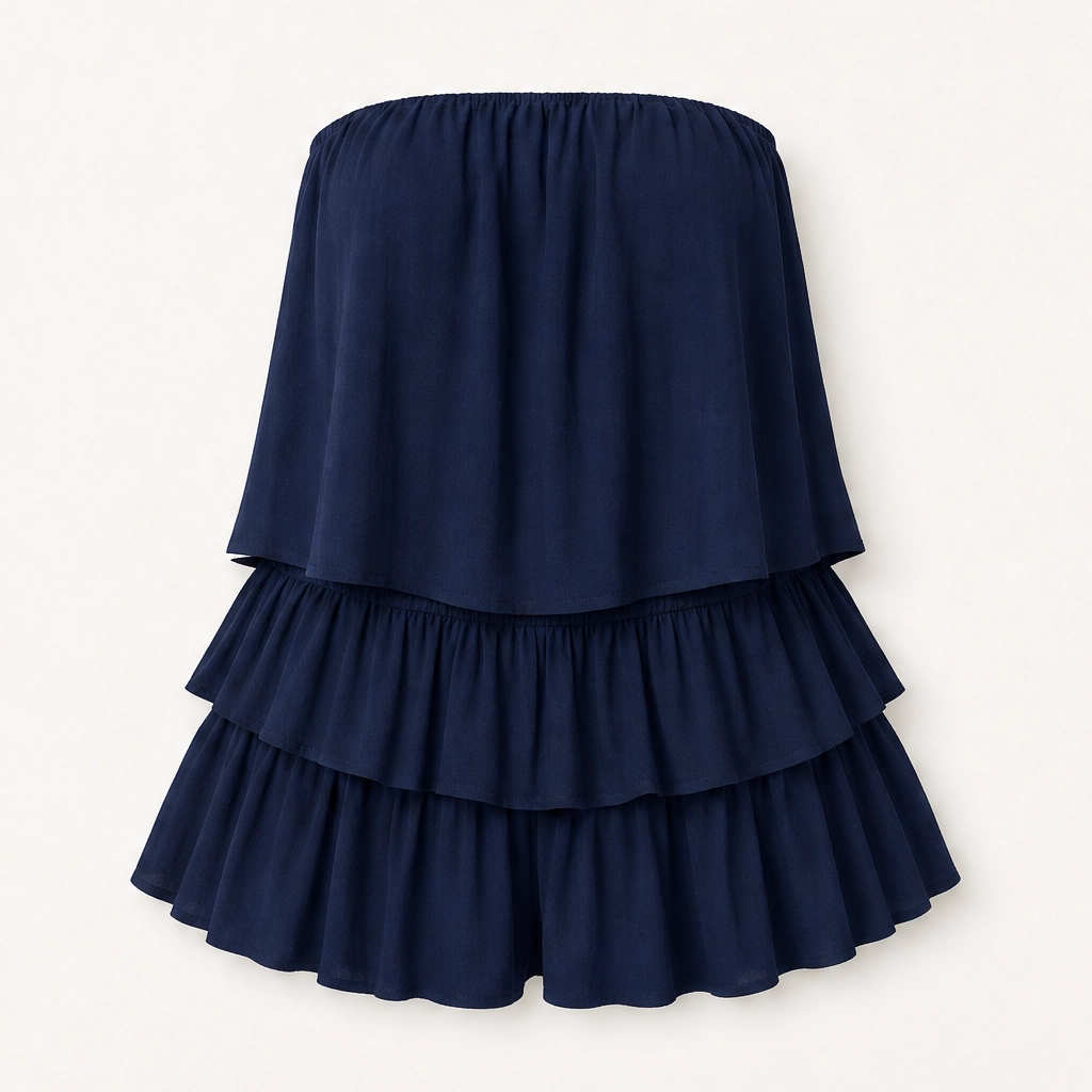 Solene – Strapless Tiered Ruffle Smocked Summer Romper + 50% OFF
