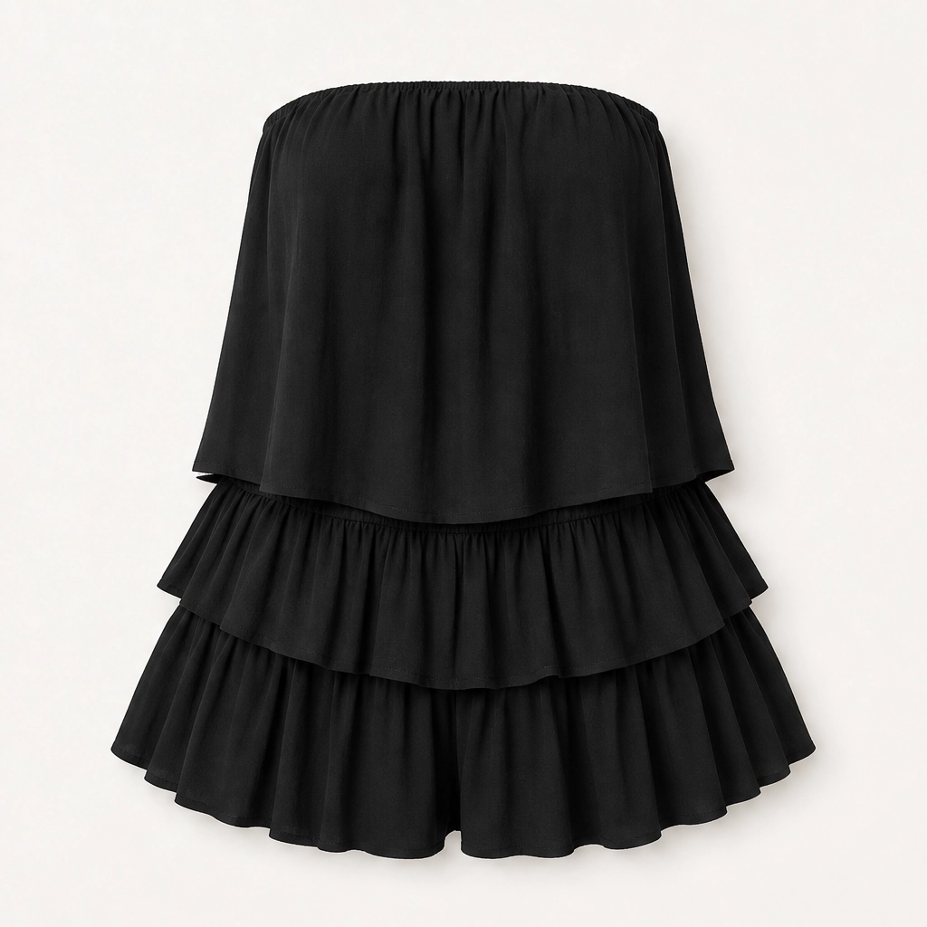 Solene – Strapless Tiered Ruffle Smocked Summer Romper + 50% OFF