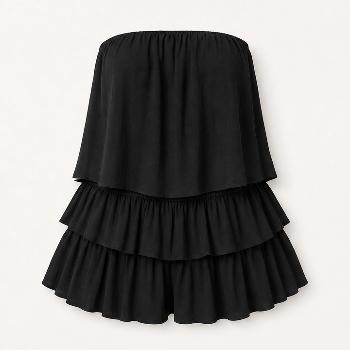 Solene – Strapless Tiered Ruffle Smocked Summer Romper + 50% OFF