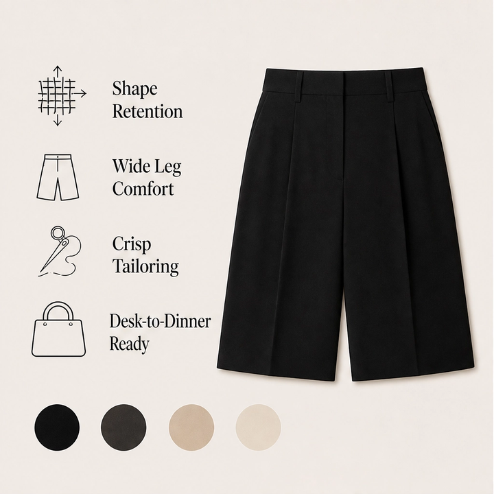 Soline – High-Waist Pleated Tailored Bermuda Shorts + 50% OFF