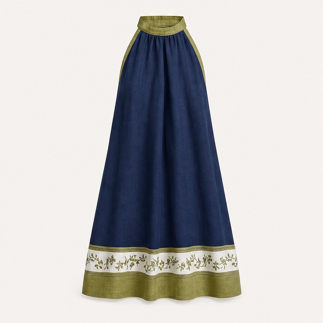 Olivelle – Floral Trim Sleeveless A-Line Linen-Blend Mini Dress + 50% OFF