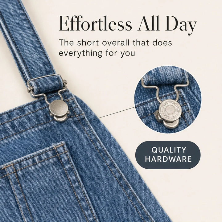Indigobloom – Soft Stretch Denim Short Overalls with Adjustable Straps + 50% OFF