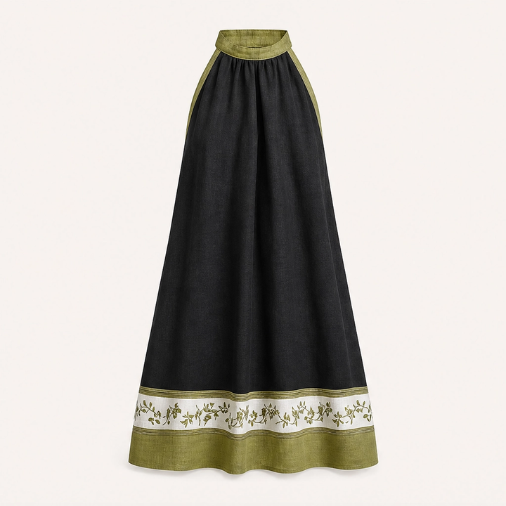 Olivelle – Floral Trim Sleeveless A-Line Linen-Blend Mini Dress + 50% OFF