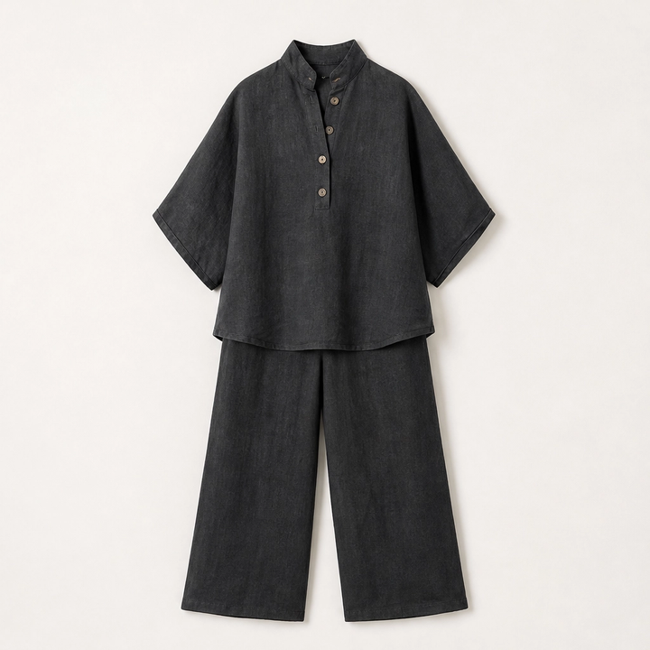 Solance – Batwing Sleeve Blouse &amp; Wide-Leg Pants Two-Piece Set + 50% OFF