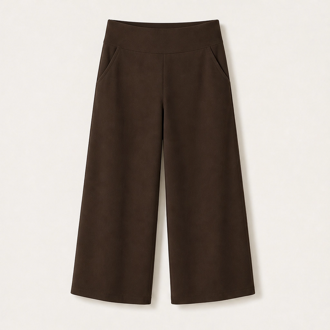 Sereva – High-Waisted Wide-Leg Stretch Capri Pants with Pockets + 50% OFF