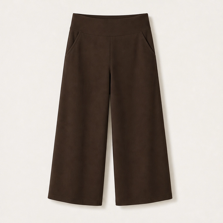 Sereva – High-Waisted Wide-Leg Stretch Capri Pants with Pockets + 50% OFF