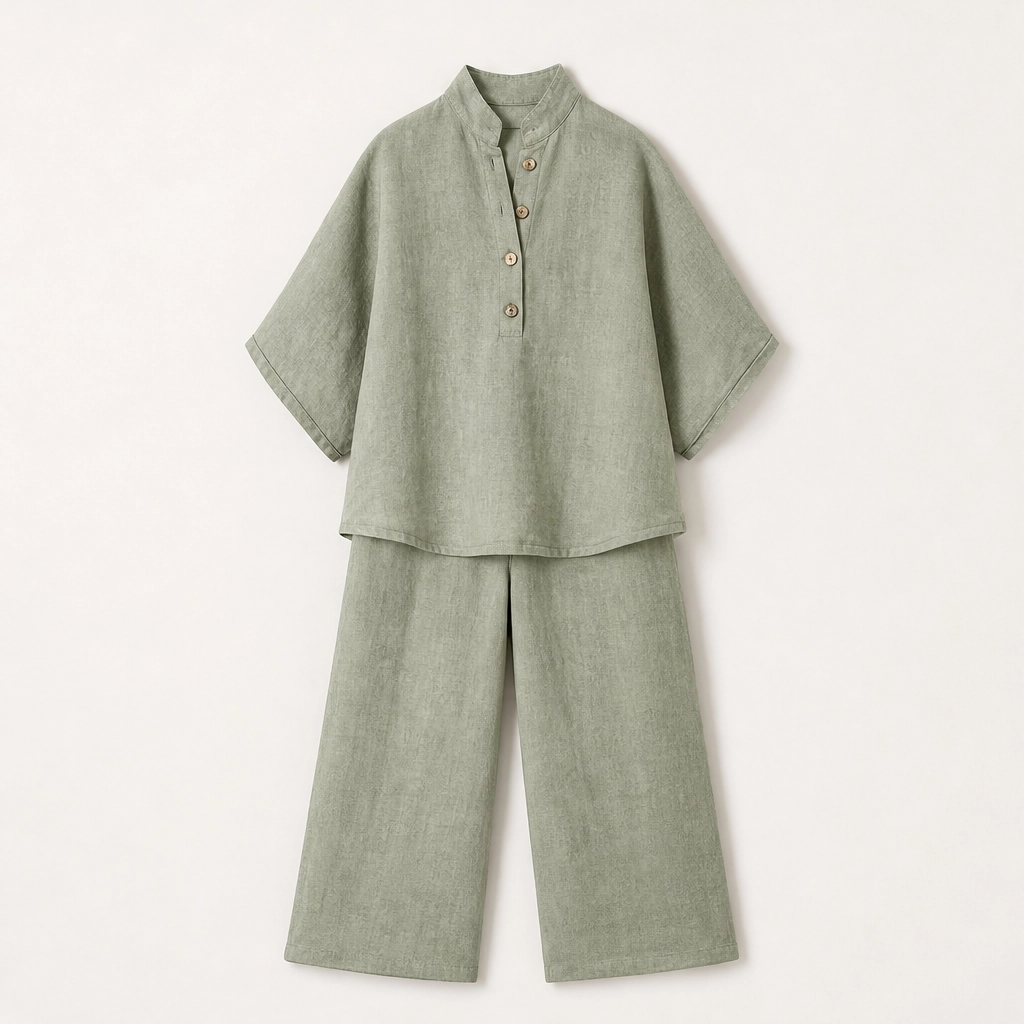 Solance – Batwing Sleeve Blouse &amp; Wide-Leg Pants Two-Piece Set + 50% OFF