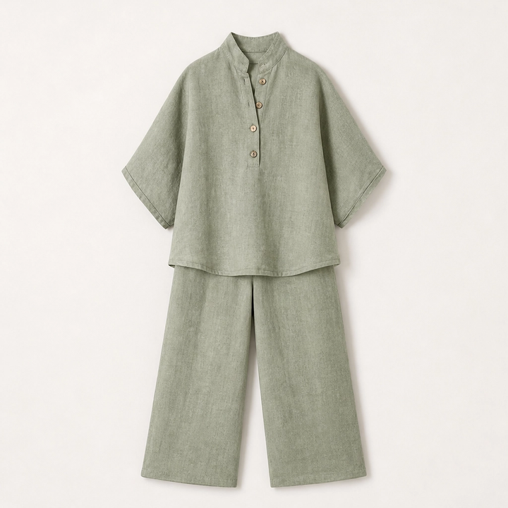 Solance – Batwing Sleeve Blouse &amp; Wide-Leg Pants Two-Piece Set + 50% OFF