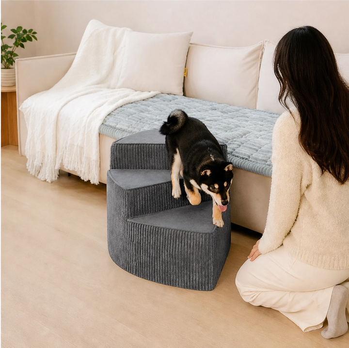 Pawcrest – Joint-Friendly Spiral Pet Stairs with Washable Corduroy Cover + 50% OFF