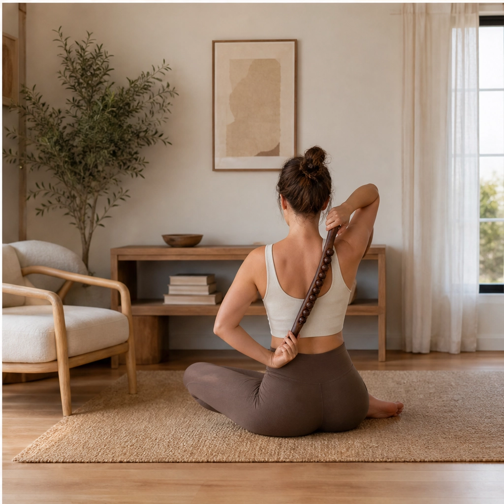Kneadwell – Curved Beechwood Massage Roller Stick for Back, Legs &amp; Shoulders + 50% OFF