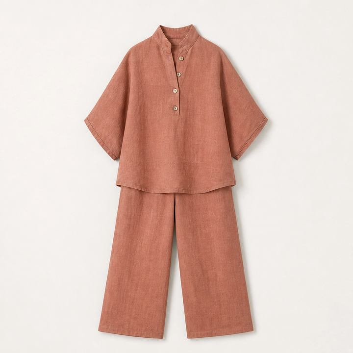 Solance – Batwing Sleeve Blouse &amp; Wide-Leg Pants Two-Piece Set + 50% OFF