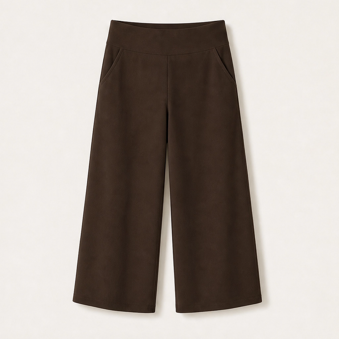 Sereva – High-Waisted Wide-Leg Stretch Capri Pants with Pockets + 50% OFF