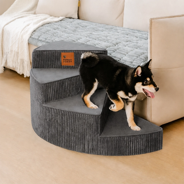 Pawcrest – Joint-Friendly Spiral Pet Stairs with Washable Corduroy Cover + 50% OFF