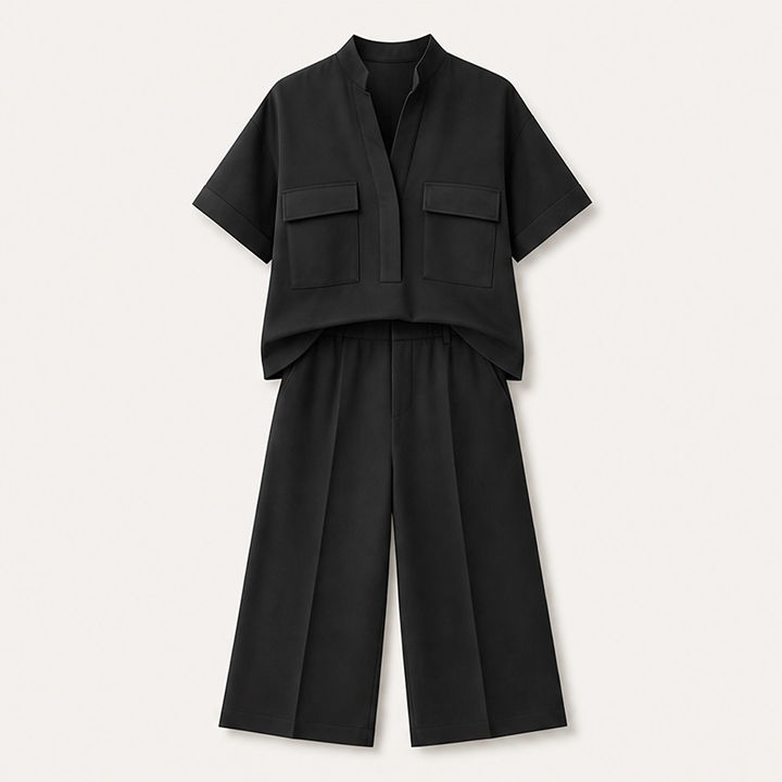 Drapelle – Breathable Tailored Two-Piece Set with Wide-Leg Pants + 50% OFF