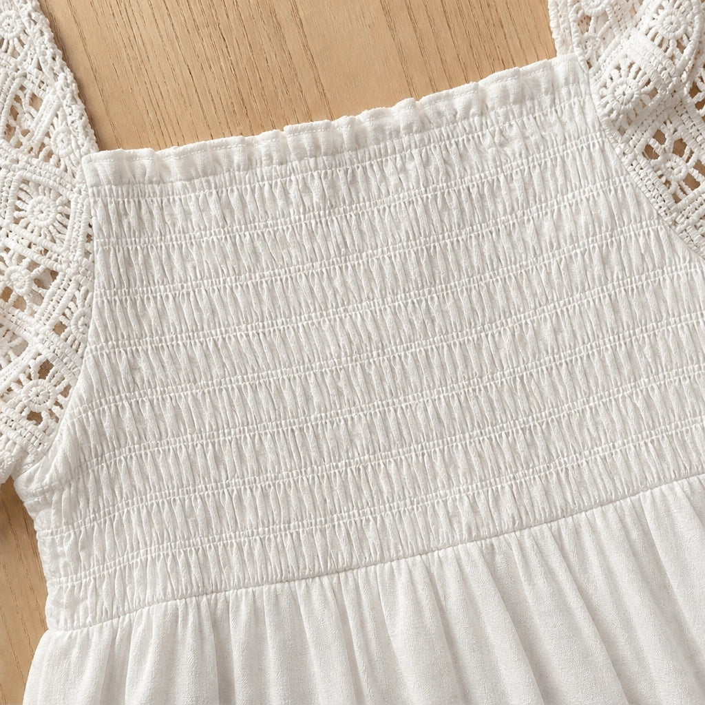 Solmara – Square Neck Smocked Lace Mini Dress + 50% OFF