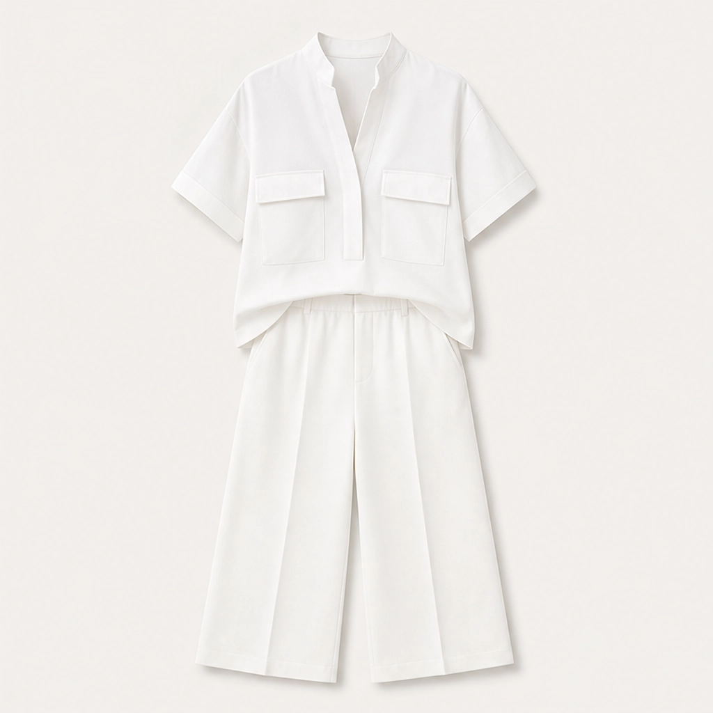Drapelle – Breathable Tailored Two-Piece Set with Wide-Leg Pants + 50% OFF