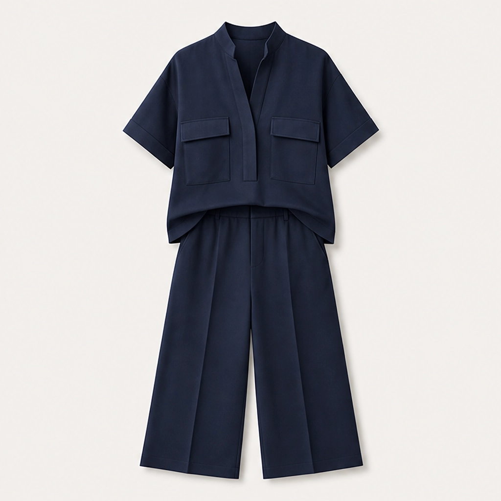 Drapelle – Breathable Tailored Two-Piece Set with Wide-Leg Pants + 50% OFF