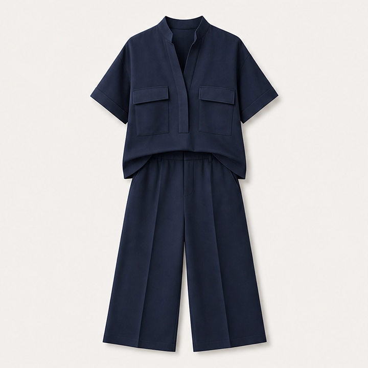 Drapelle – Breathable Tailored Two-Piece Set with Wide-Leg Pants + 50% OFF