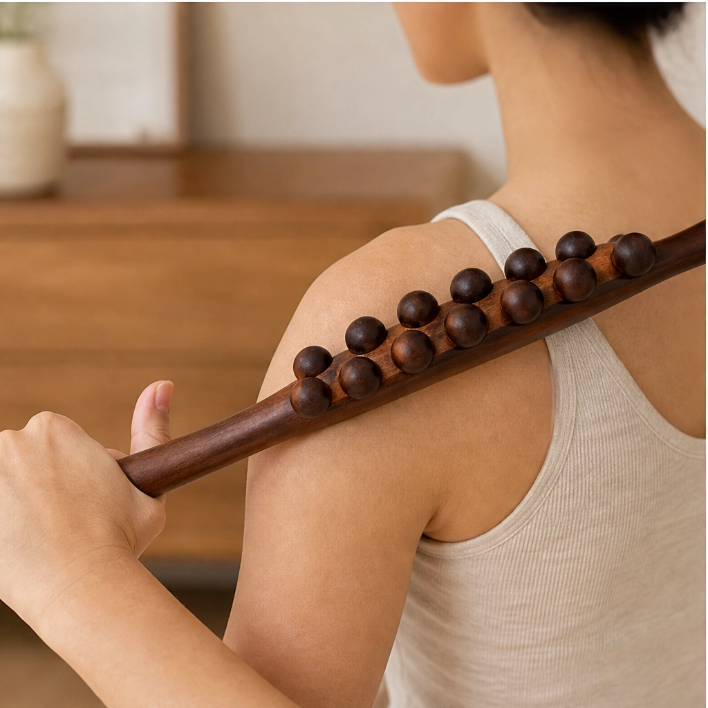 Kneadwell – Curved Beechwood Massage Roller Stick for Back, Legs &amp; Shoulders + 50% OFF