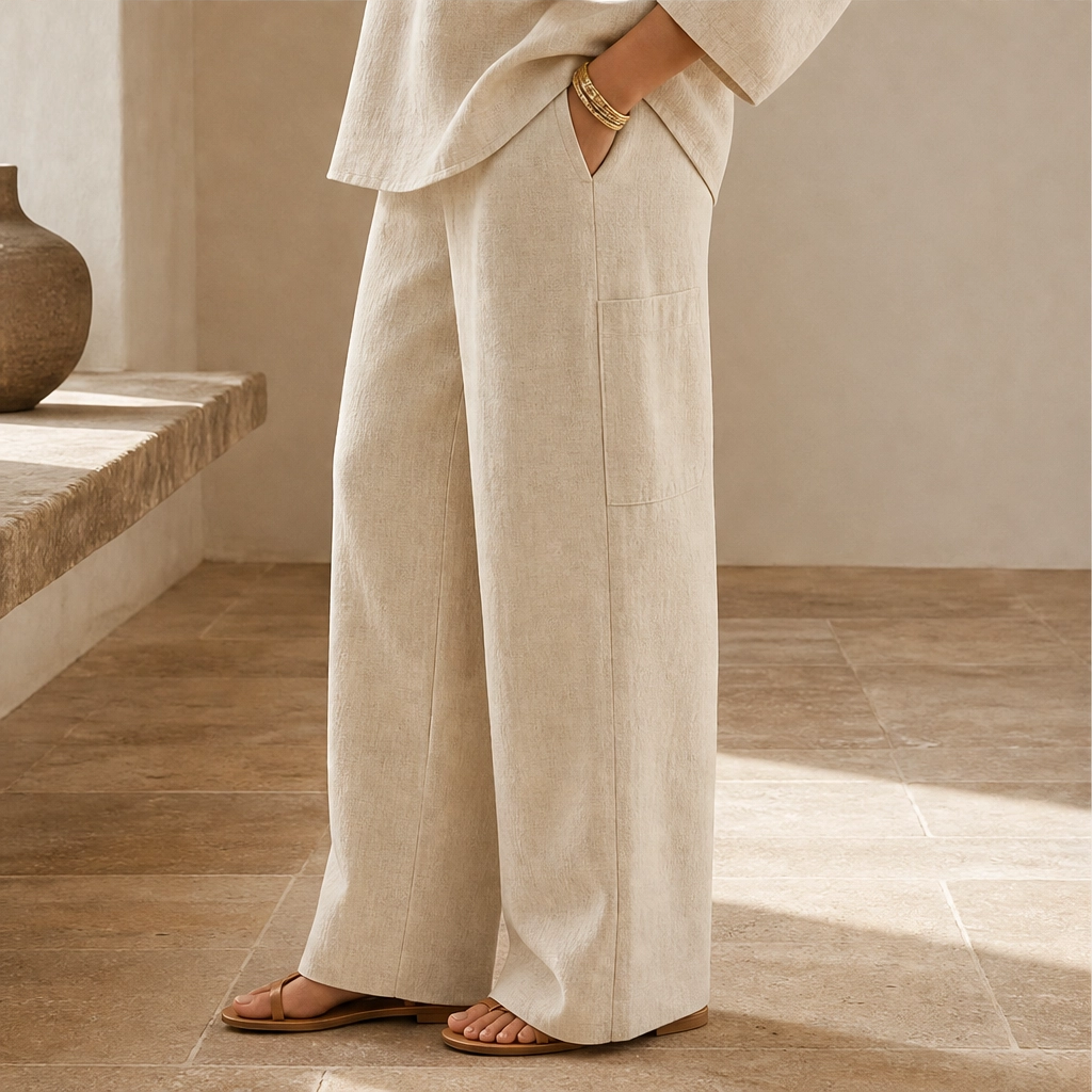Solance – Batwing Sleeve Blouse &amp; Wide-Leg Pants Two-Piece Set + 50% OFF